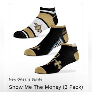 Brand new New Orleans Saint no-show socks. Men’s large 9-13